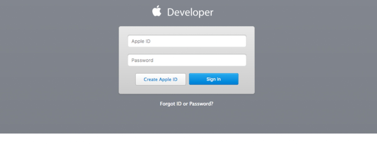 Fluxo de criação ou login da Apple Account