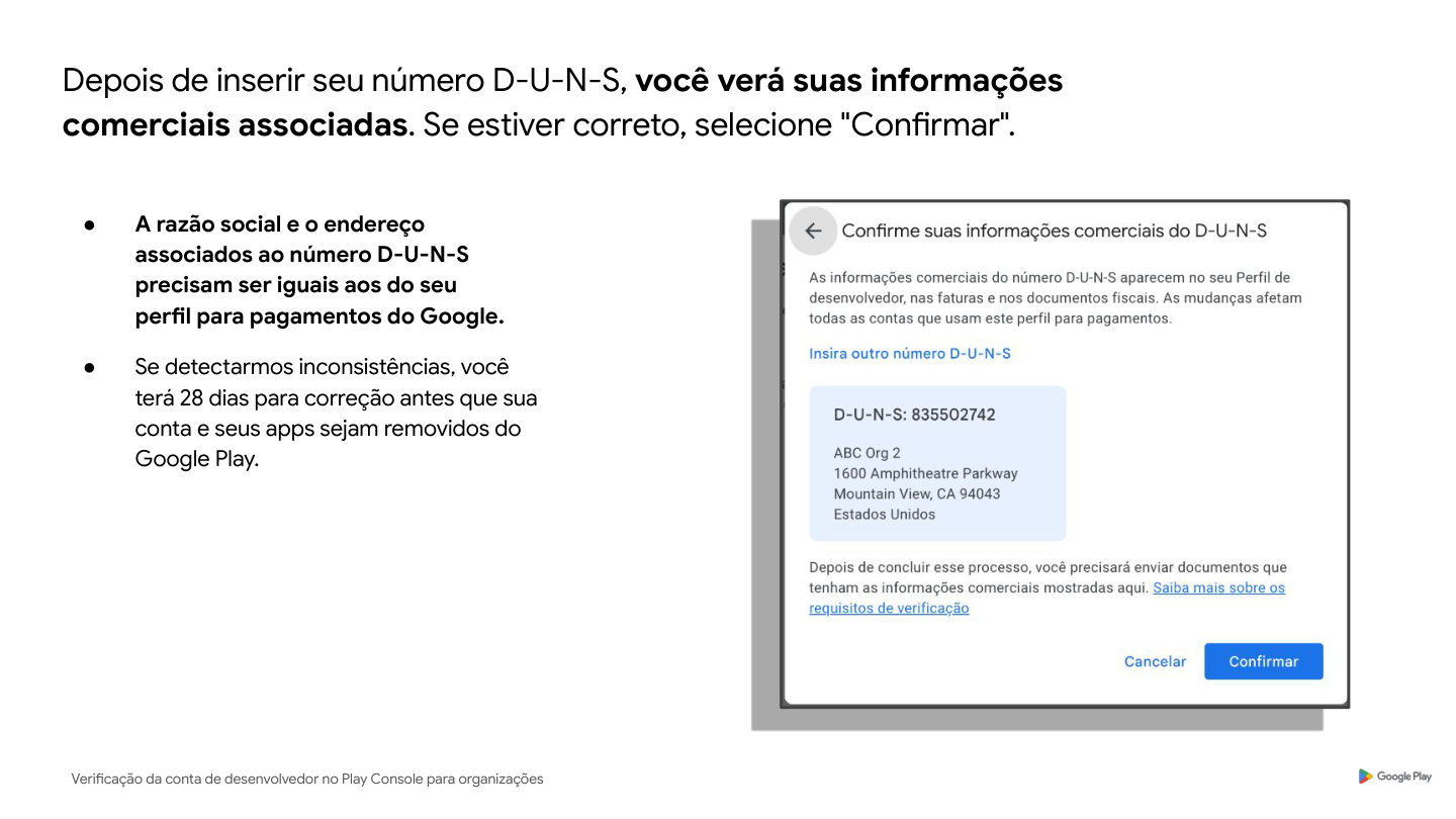 Tela de confirmação das informações