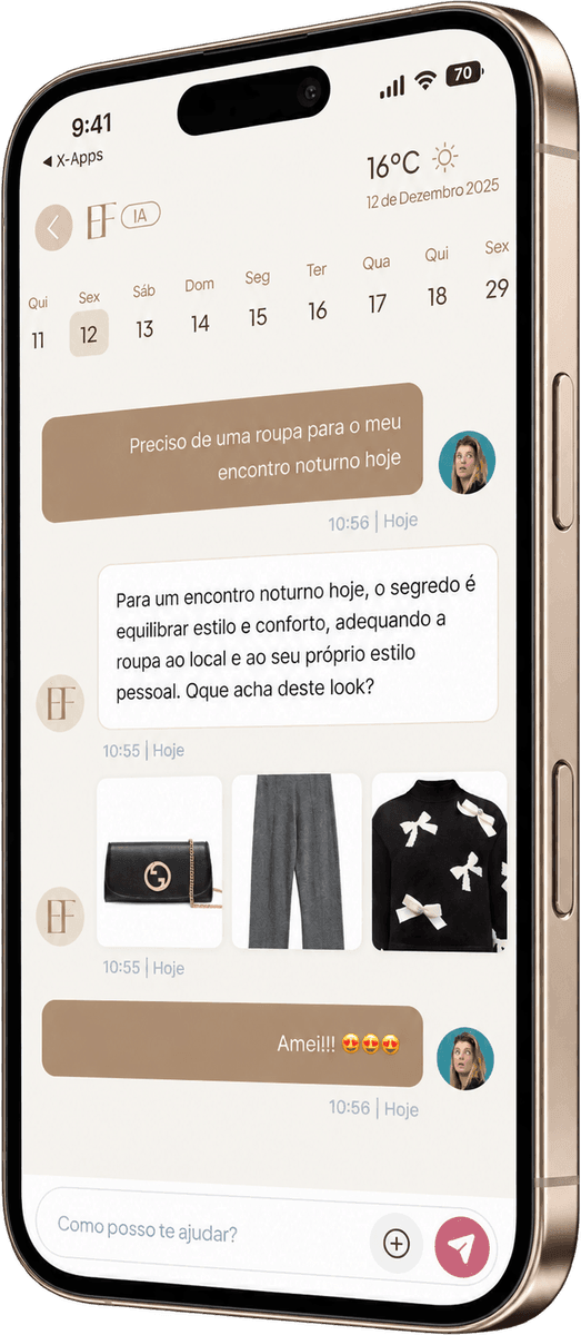 Easy Fits, tela sugestões com contexto