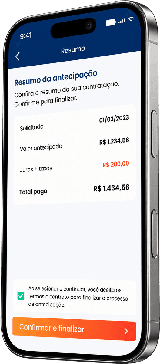 Antecipei, tela conferir antes de confirmar
