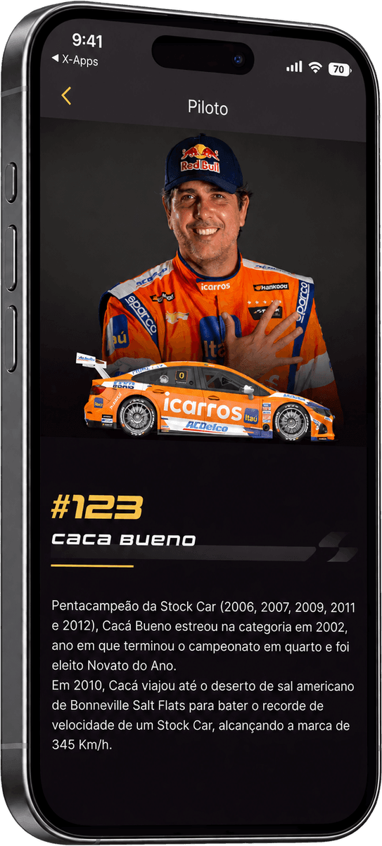 Stock Car, tela informação no momento em que acontece
