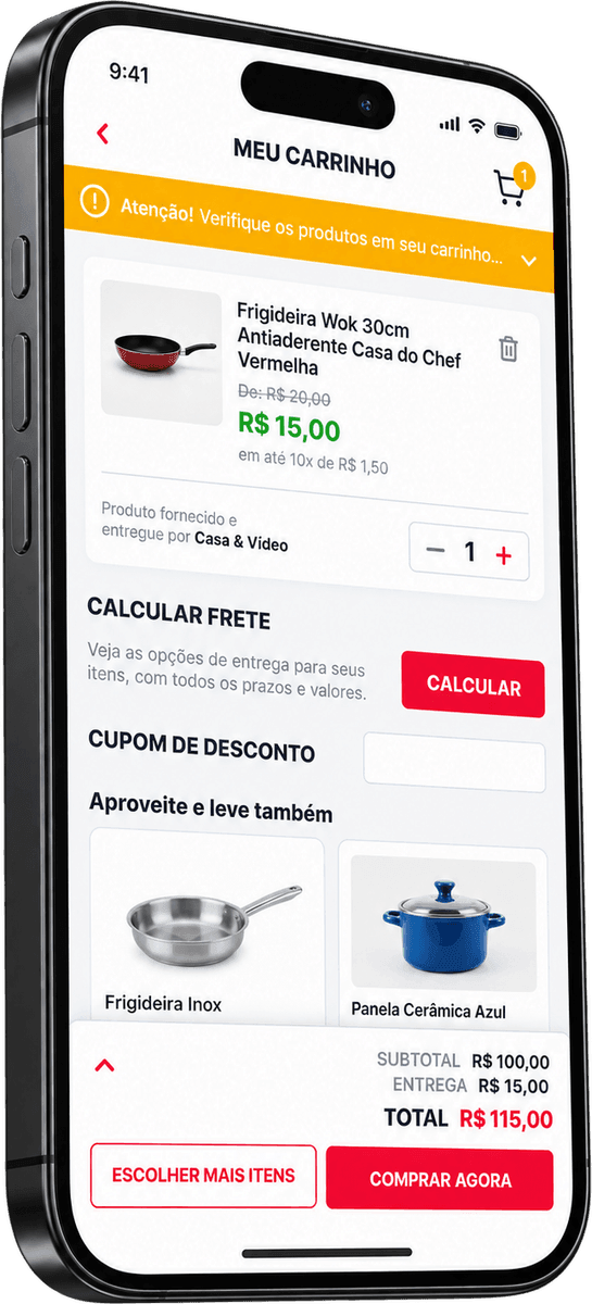 Casa & Vídeo, tela da escolha ao pedido