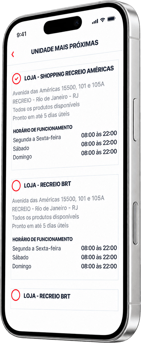 Casa & Vídeo, tela uma visão rápida das unidades