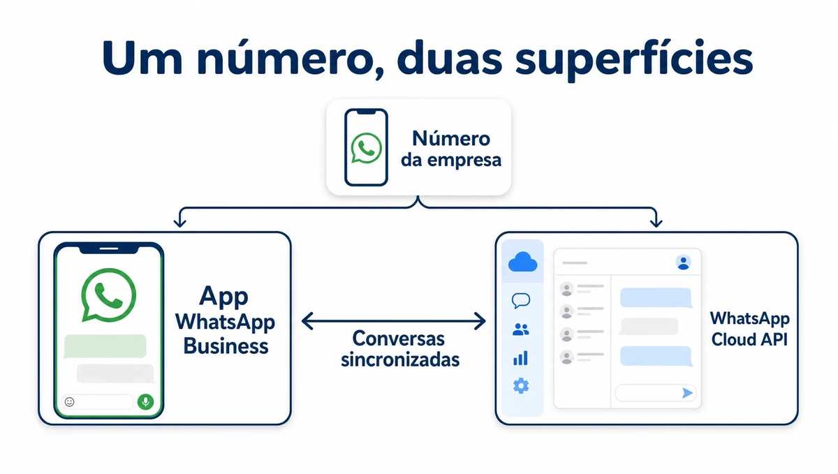 Infográfico do WhatsApp CoEx: coexistência do mesmo número no aplicativo e na API