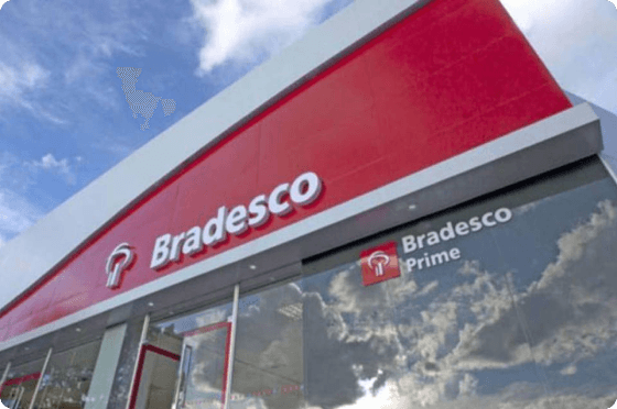 Fachada de um banco Bradesco