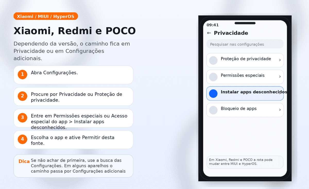 Passo a passo visual para Xiaomi, Redmi e POCO