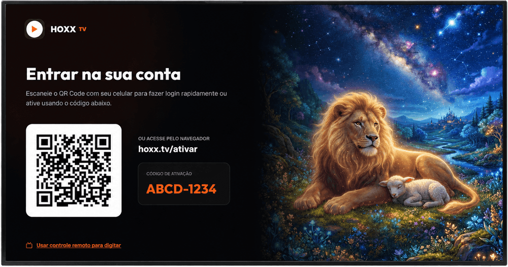 Hoxx TV na TV, tela conecte a experiência à tv