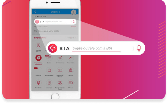 Tela de celular mostrando o aplicativo do Bradesco funcionando