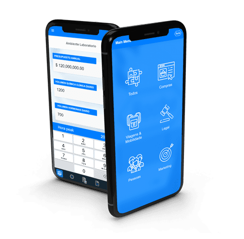 celular com o aplicativo da Roche na tela