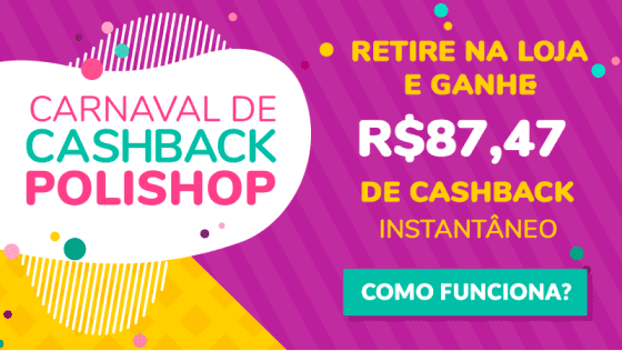 arte promocional usada nas promoções de carnaval com chamada para o cashback