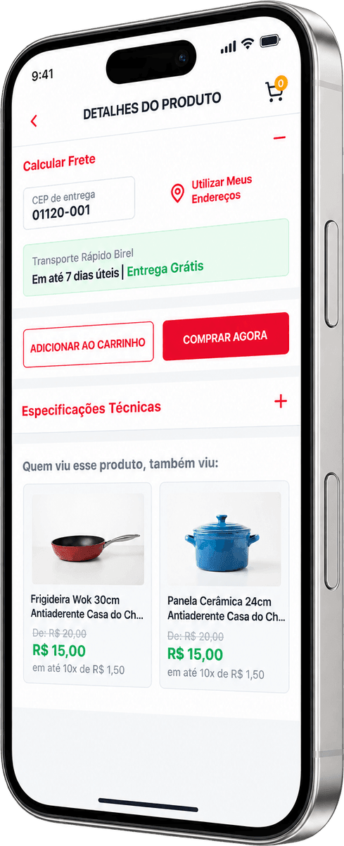 Casa & Vídeo, tela o produto em primeiro plano